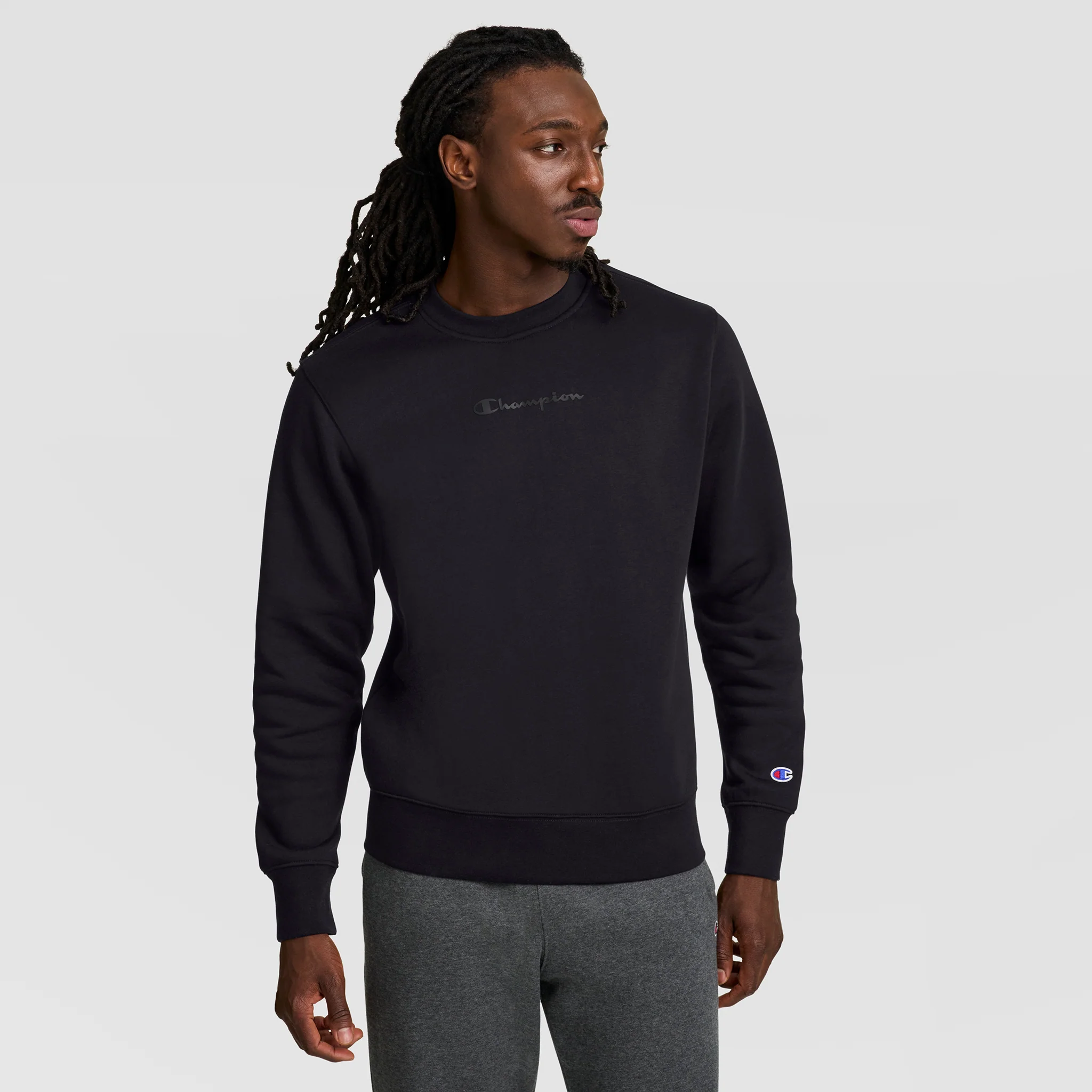 Powerblend Crewneck Sweatshirt. Tonal Script Logo