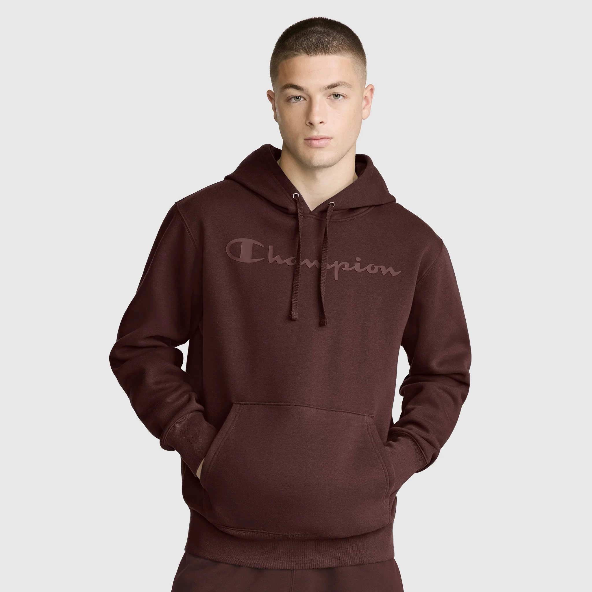 Powerblend Hoodie. Tonal Script Logo