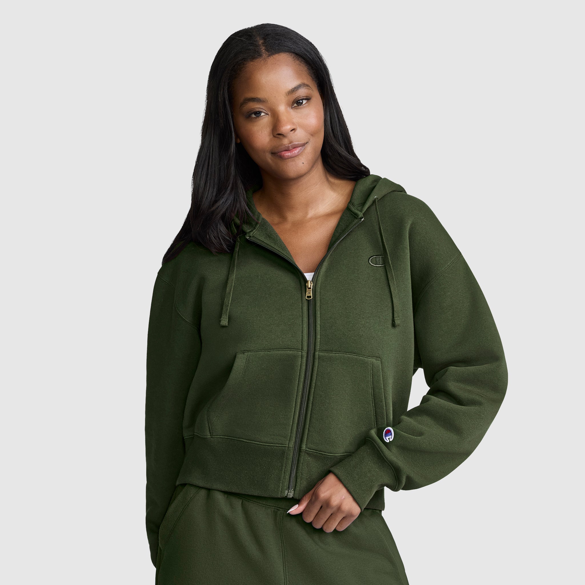 Cropped Zip-Up Hoodie