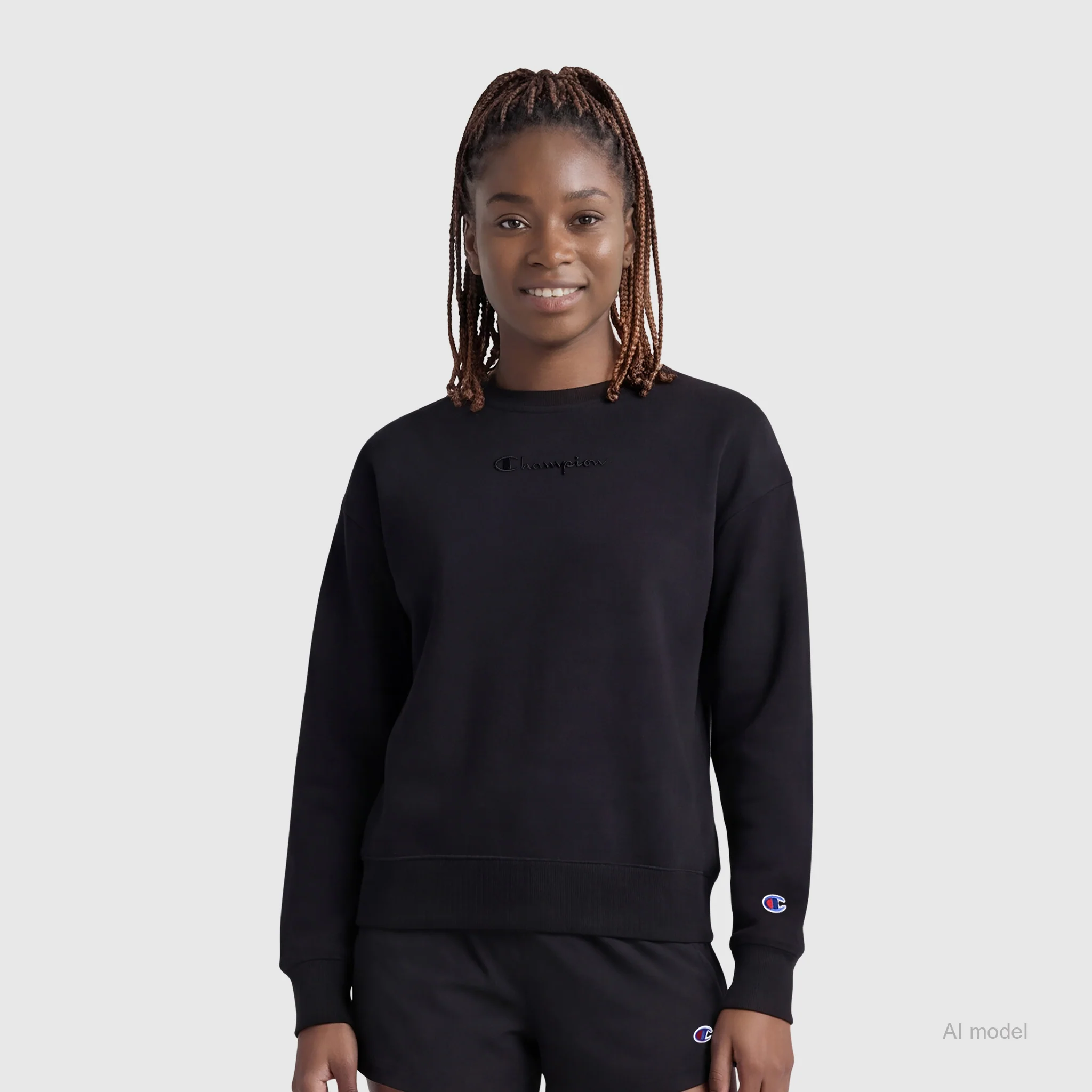 Powerblend Crewneck Sweatshirt. Embroidered Script Logo