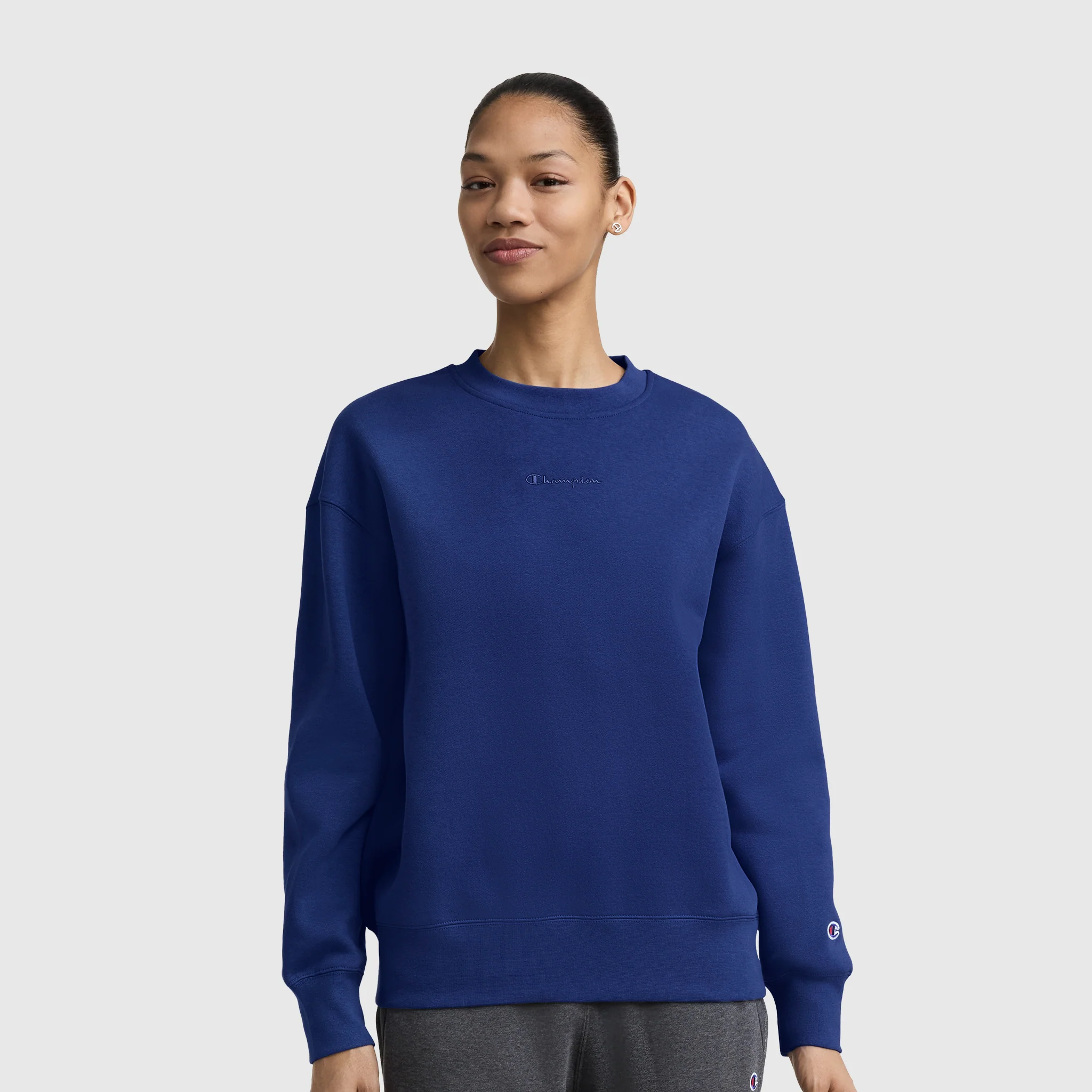 Powerblend Crewneck Sweatshirt. Embroidered Script Logo